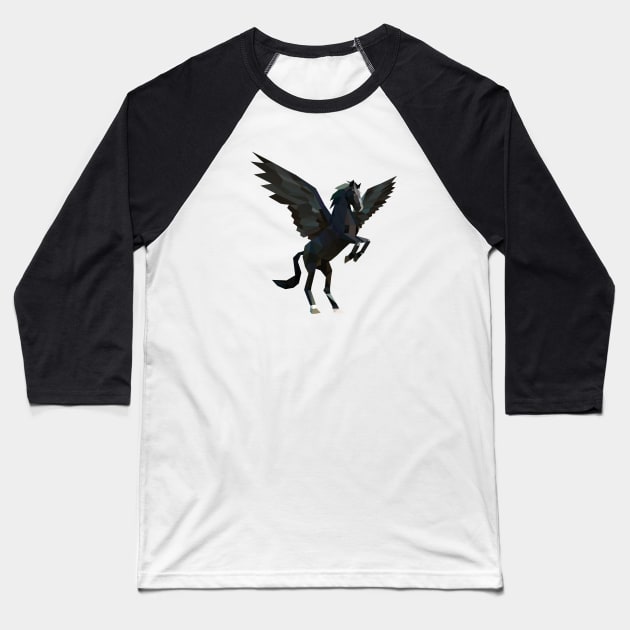 Black Pegasus Baseball T-Shirt by shaldesign